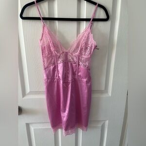 Victoria's Secret Pink Satin Lace Chemise